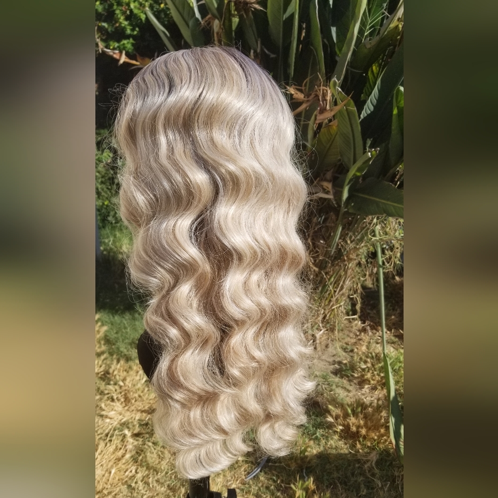 Ash Blonde Hollywood Deep Wave Wig - Picture 4 of 10